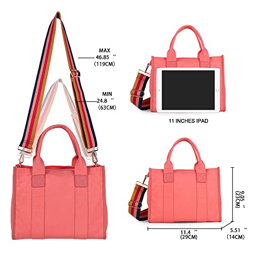 MEEJUNE Canvas Tote Bag for Women with Zipper and Adjustable Strap - Top Handle and Crossbody Styles - Image 2