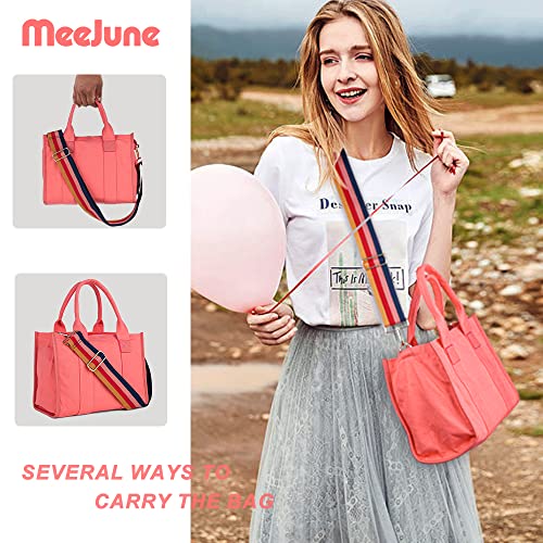 MEEJUNE Canvas Tote Bag for Women with Zipper and Adjustable Strap - Top Handle and Crossbody Styles - Image 5
