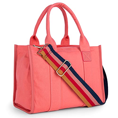 MEEJUNE Canvas Tote Bag for Women with Zipper and Adjustable Strap - Top Handle and Crossbody Styles - Image 1
