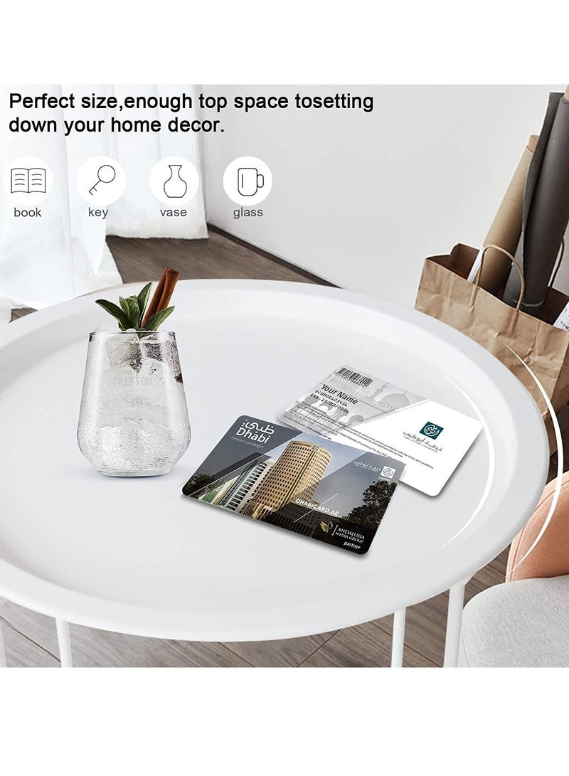 Generic Metal Tray End Table  Round Accent Coffee Side Table Anti-Rust and Waterproof Outdoor Small Side Table, Indoor Modern Sofa Side Table Bedside Table for Living Room Bedroom Balcony White (3 Pieces) - Image 3