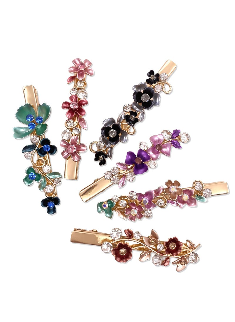 Lizzie Kay 6PCS Colorful Vintage Flower Design Metal Alligator Hair Clips Accessories Women Girls 
