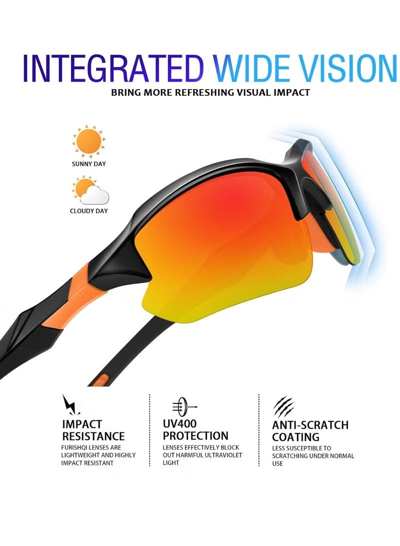 3PACK Sports Polarized Sunglasses for Men Cycling Running Fishing UV400 Protection Sun Glasses Lightweight Half Frame Goggles - Image 3