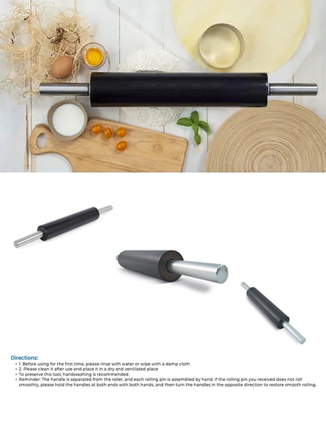 Carbon Steel Rolling Pin Non-Stick Surface with Removable Handle large 48cm - Image 5