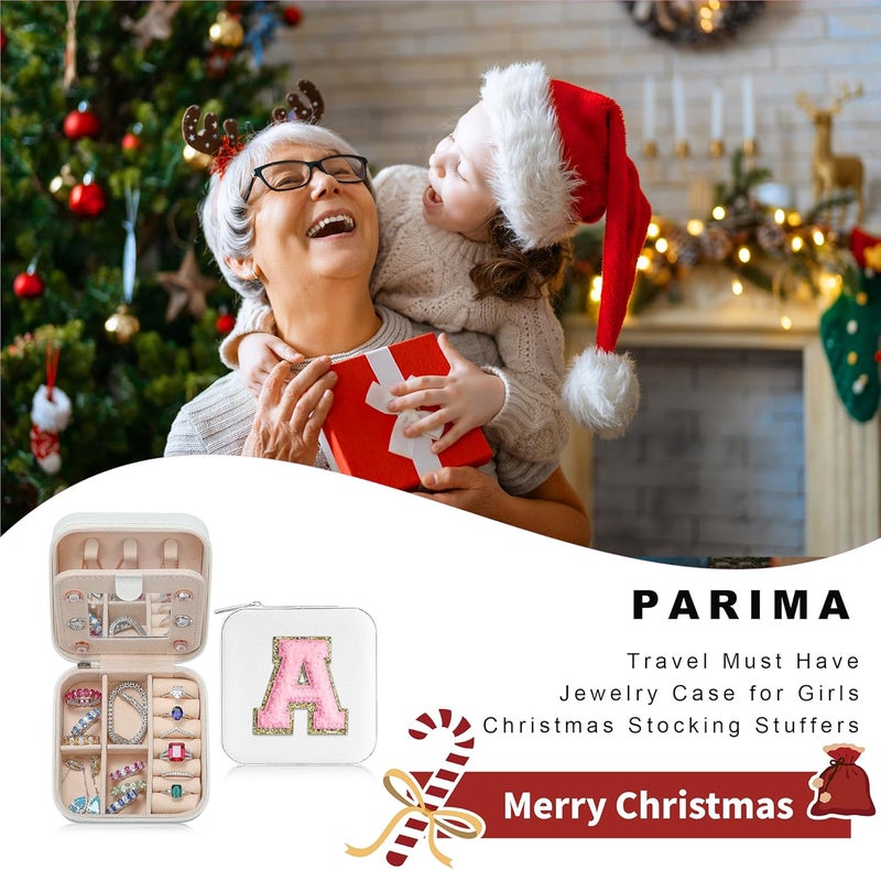 Parima Christmas Gifts for Girls Kids - 3 4 5 6 7 8 9 10 11 12 13 14 Year Old,Gifts for Teens Kids Daughter Sister Birthday Gifts for Women Travel Jewelry Case Small Jewelry Box | Letter A, White - Image 2