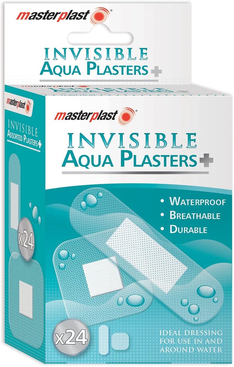 Masterplast Invisible Assorted Aqua Plasters Flexible Durable Pack Of 24 Clear - Image 1