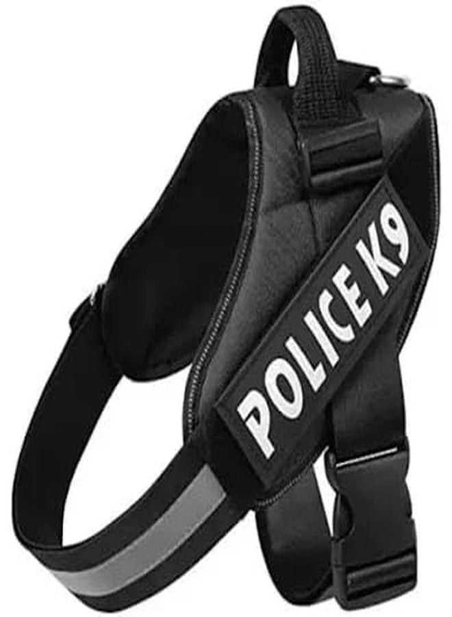 Doggo Bite Premium K9 Police Dog Harness - Soft, Breathable, Adjustable | Strong Handle, No-Choke Design, Reflective Strips | Removable Patch, Free Leash, Chest (22-32 Inch) for Large Breeds 23-35 kg