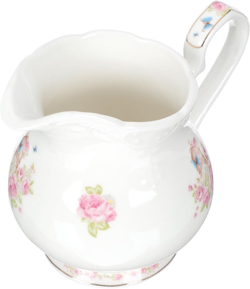 GALPADA Ceramic Creamer Pitcher Small Milk Jug 180cc Hand-painted Gold Trim Coffee Syrup Pitcher for Home and Coffee Bar Use - Image 1
