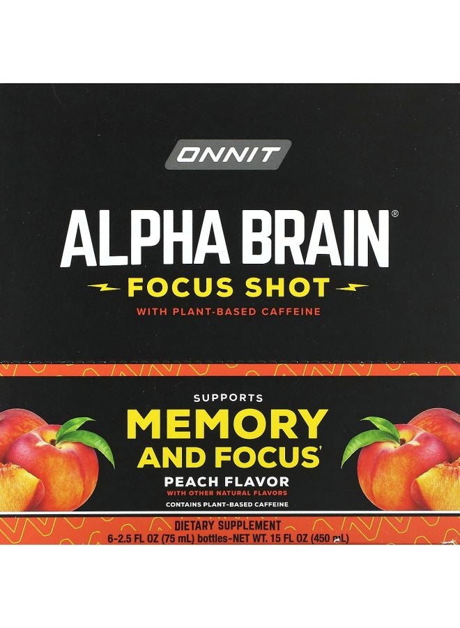 Onnit Alpha Brain Focus Shot Peach 6 Bottles 2.5 fl oz (75 ml) Each - Image 2