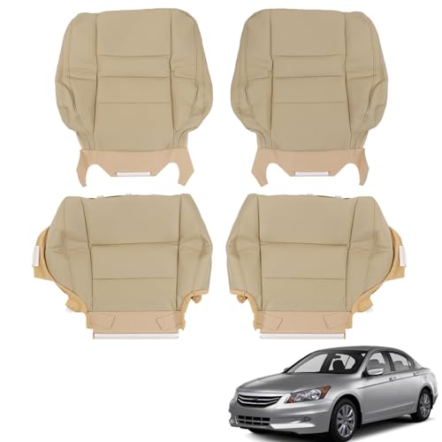 munirater 4Pcs Tan Seat Cover Leather Lean Back Bottom and Top Driver & Passenger Replacement for 2008-2012 Accord Sedan 4-Door - Image 1