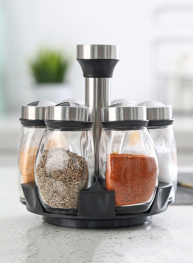 wowofa 6-Piece  Spice Sprinkler Bottle Set Silver  Equipped with a rotatable base Jar Set with Airtight Metal Caps 120ml   Suitable for kitchen seasoning, barbecue seasoning  - Image 1