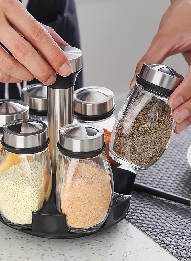 wowofa 6-Piece  Spice Sprinkler Bottle Set Silver  Equipped with a rotatable base Jar Set with Airtight Metal Caps 120ml   Suitable for kitchen seasoning, barbecue seasoning  - Image 2