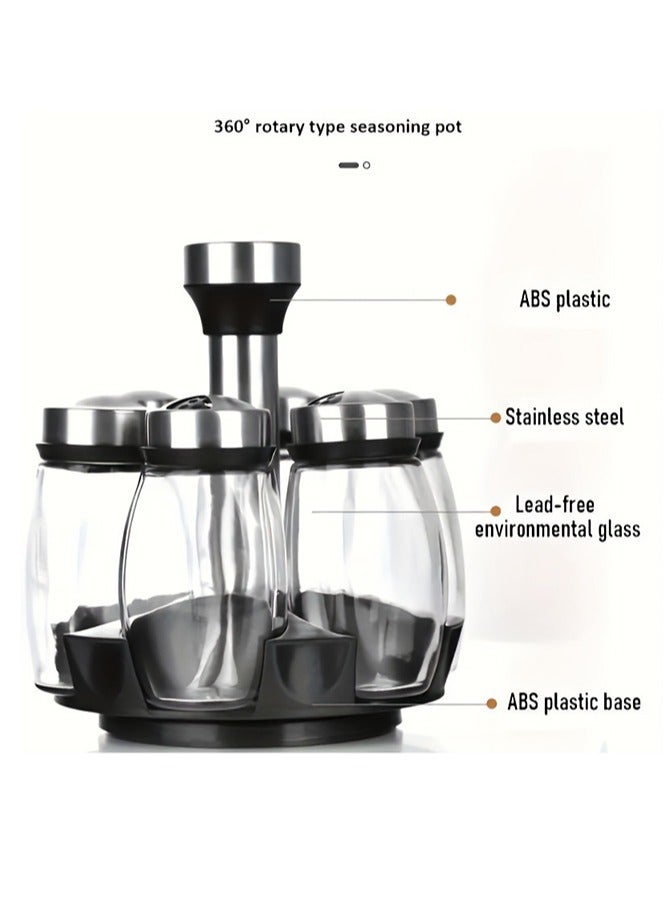 wowofa 6-Piece  Spice Sprinkler Bottle Set Silver  Equipped with a rotatable base Jar Set with Airtight Metal Caps 120ml   Suitable for kitchen seasoning, barbecue seasoning  - Image 4