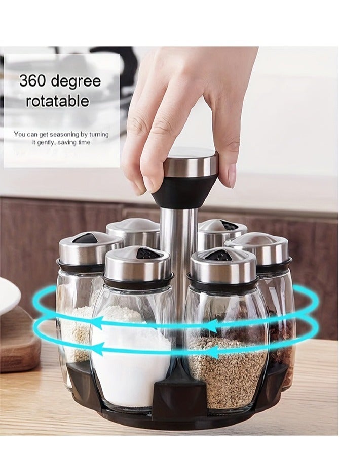 wowofa 6-Piece  Spice Sprinkler Bottle Set Silver  Equipped with a rotatable base Jar Set with Airtight Metal Caps 120ml   Suitable for kitchen seasoning, barbecue seasoning  - Image 3