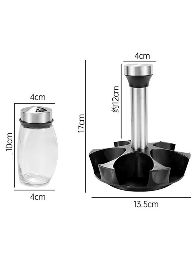 wowofa 6-Piece  Spice Sprinkler Bottle Set Silver  Equipped with a rotatable base Jar Set with Airtight Metal Caps 120ml   Suitable for kitchen seasoning, barbecue seasoning  - Image 5