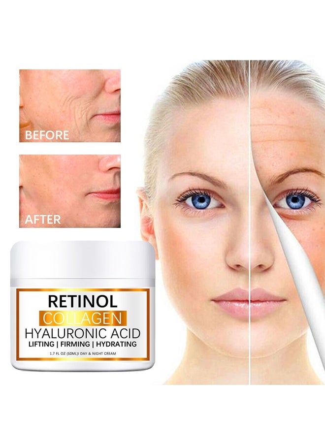 LANEMAY - Retinol Collagen Hyaluronic Acid，Cream for Face, Anti-Aging Moisturizer with Hyaluronic Acid & Vitamin E, Collagen Cream for Wrinkles & Dark Spots, Night Cream for Youthful Skin (50g) - Image 1