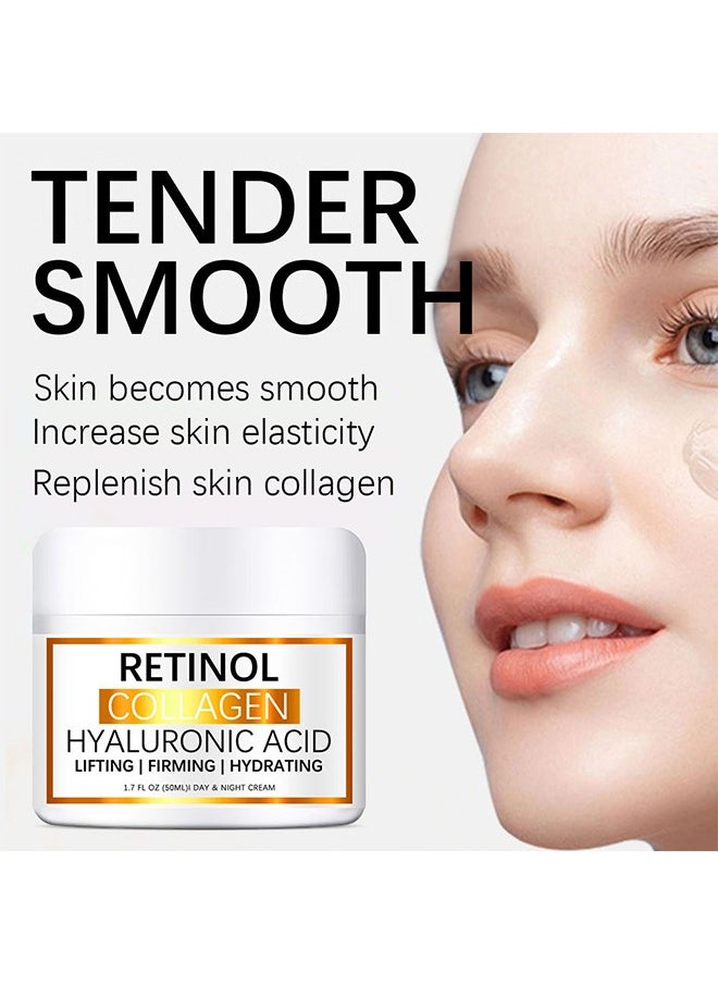 LANEMAY - Retinol Collagen Hyaluronic Acid，Cream for Face, Anti-Aging Moisturizer with Hyaluronic Acid & Vitamin E, Collagen Cream for Wrinkles & Dark Spots, Night Cream for Youthful Skin (50g) - Image 1