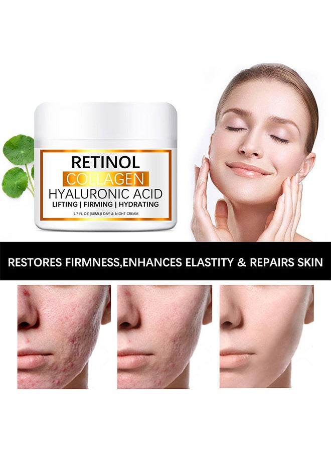 LANEMAY - Retinol Collagen Hyaluronic Acid，Cream for Face, Anti-Aging Moisturizer with Hyaluronic Acid & Vitamin E, Collagen Cream for Wrinkles & Dark Spots, Night Cream for Youthful Skin (50g) - Image 1