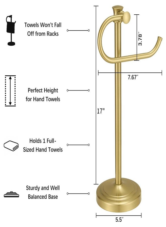 BESy حامل مناشف BESy ذهبي مصقول بطول 17 بوصة، حامل مناشف يدوي، حامل مناشف للحمام، حامل مناشف قائم بذاته من الفولاذ المقاوم للصدأ، حلقة مناشف، ملحقات تركيب، رف مناشف - Image 3
