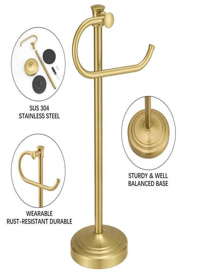 BESy حامل مناشف BESy ذهبي مصقول بطول 17 بوصة، حامل مناشف يدوي، حامل مناشف للحمام، حامل مناشف قائم بذاته من الفولاذ المقاوم للصدأ، حلقة مناشف، ملحقات تركيب، رف مناشف - Image 4