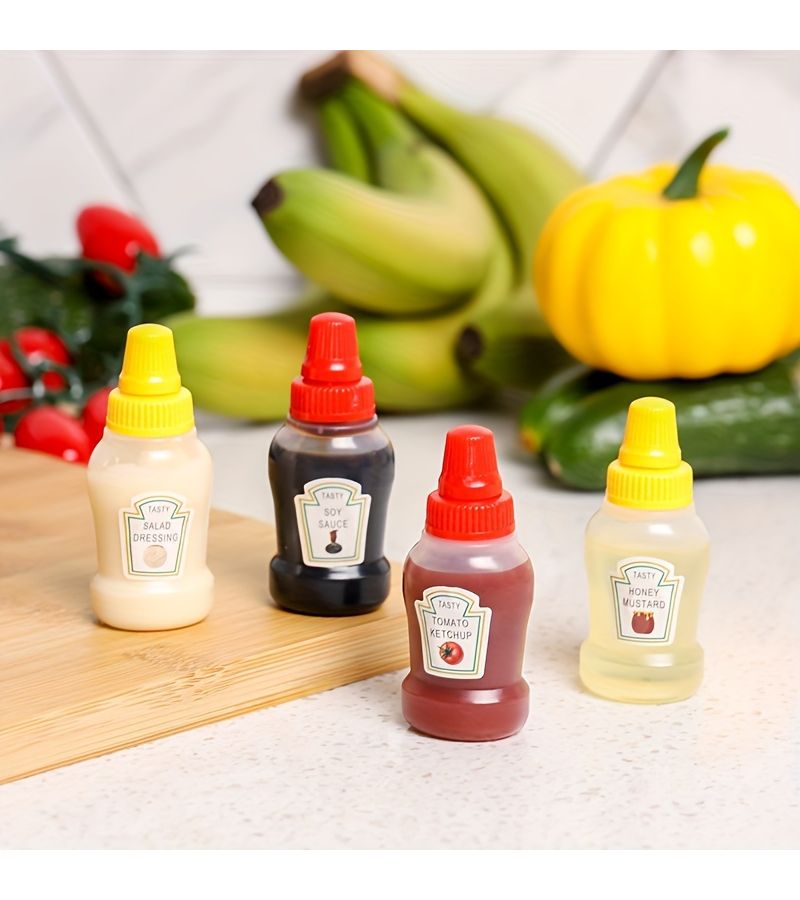 Set Of 2 Leak Proof Sauce Bottles Compact Food Grade Plastic For Camping And Picnics - Image 2