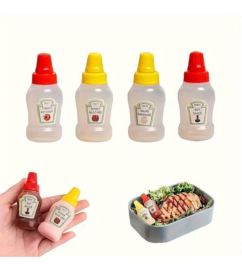 Set Of 2 Leak Proof Sauce Bottles Compact Food Grade Plastic For Camping And Picnics - Image 1