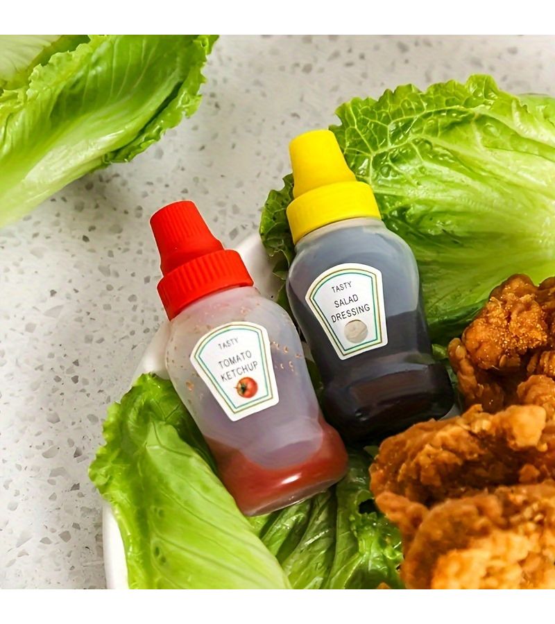 Set Of 2 Leak Proof Sauce Bottles Compact Food Grade Plastic For Camping And Picnics - Image 3