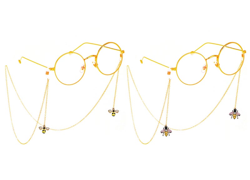 Naimo Naimo 2PCS Beaded Eyeglass Chain with Bee Pendant Eyewear Holder Strap Cords Reading Glasses Retainer Lanyards  - Image 1
