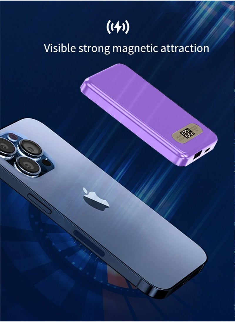 Generic - Magnetic Wireless Power Bank, 5000mAh 15W Transparent Battery Pack with 20W USB-C Power Delivery Port, 22.5W QC 3.0 Port and LCD Screen for iPhone 15/14, iPad Air, Galaxy S23/S22 - Image 1