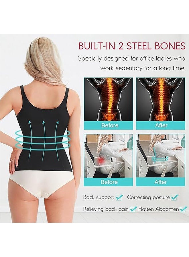 SOUTH MOON Waist Trainer for Women, Triple Belt Body Shaper Waist Trainer Corset with Zipper and 3 Rows Closure, Tummy Control Hourglass Slimming Belly Body Shaper (Black) - Image 3