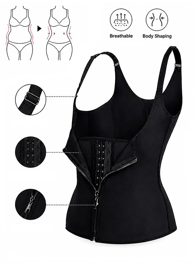 SOUTH MOON Waist Trainer for Women, Triple Belt Body Shaper Waist Trainer Corset with Zipper and 3 Rows Closure, Tummy Control Hourglass Slimming Belly Body Shaper (Black) - Image 1