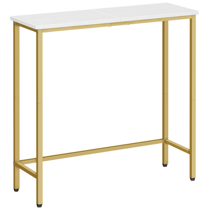 HOOBRO Narrow Console Table 295 Small Entryway Table Thin Sofa Table Side Table Display Table for Hallway Bedroom Living Room Foyer White and Gold DW75XG01