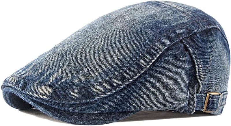 Qunson 2 Pack Mens Denim Cotton Newsboy Cap Ivy Gatsby Driving Hunting Cabbie Hats - Image 3
