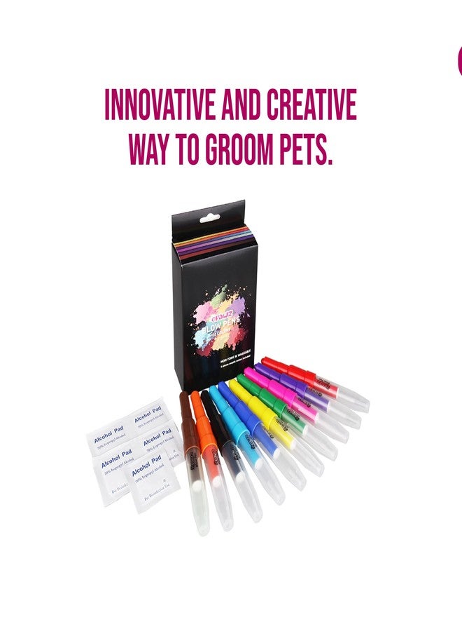 Opawz Pet Hair Dye Blow Pen | Set of 10 Vibrant Colours for Dogs & Cats | Temporary, Non-Toxic, Washable Hair Color | Fun & Safe Grooming Art | Easy to Apply and Remove - Image 3
