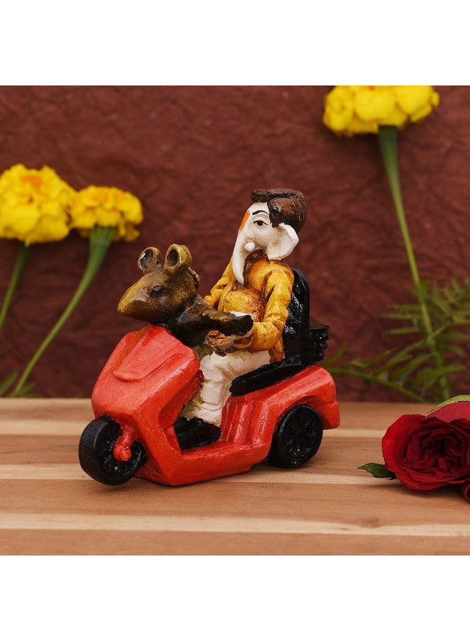 Collectible India Shri Ganesh on Scooter Statue Showpiece - Lord Ganesha Idol for Gift - Handcrafted Ganesha Idol Sculpture | Showpiece for Home Decor and Office Desk (Size 4.5 x 4.5 Inches). - Image 3