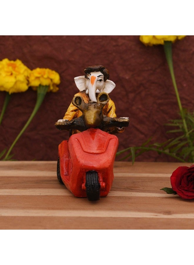 Collectible India Shri Ganesh on Scooter Statue Showpiece - Lord Ganesha Idol for Gift - Handcrafted Ganesha Idol Sculpture | Showpiece for Home Decor and Office Desk (Size 4.5 x 4.5 Inches). - Image 2