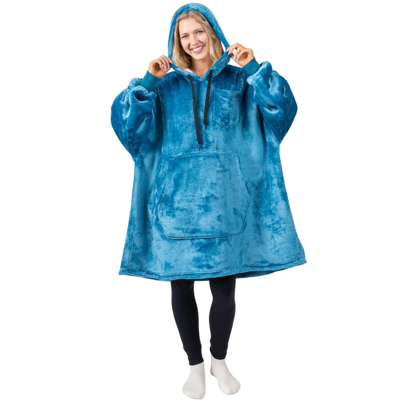 PAVILIA PAVILIA Blanket Hoodie for Women Teal  Sherpa Wearable Blanket Men  Cozy Oversized Sweatshirt Blanket  Warm Fleece Hooded Blanket Sweater with Sleeves and Giant Pocket  Teal Blue - Image 2