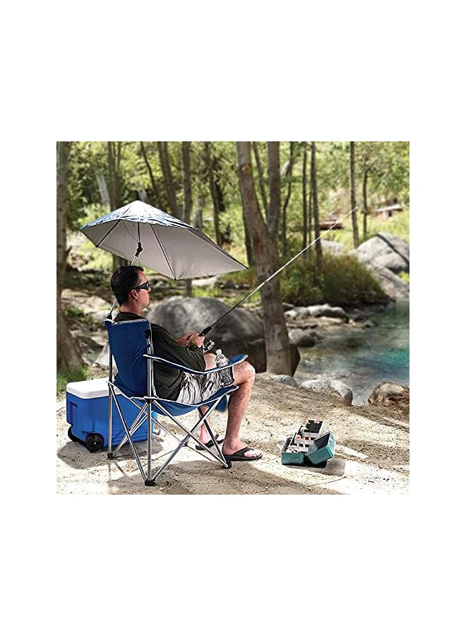 PROMASS Large Outdoor Leisure Folding Chair,Portable Fishing Folding Chairs With Detachable Umbrella,For Beach Patio Pool Park Outdoor Camping Chair - Image 5