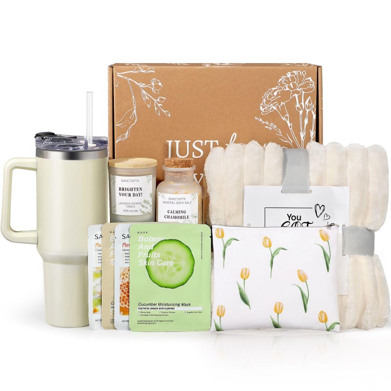 Birthday Gifts for Women Self Care Gifts Get Well Soon Gifts Relaxing Spa Gifts Basket Care Package wLuxury Flannel Blanket 40 oz Tumbler for Her Wife Mom Friends Sister