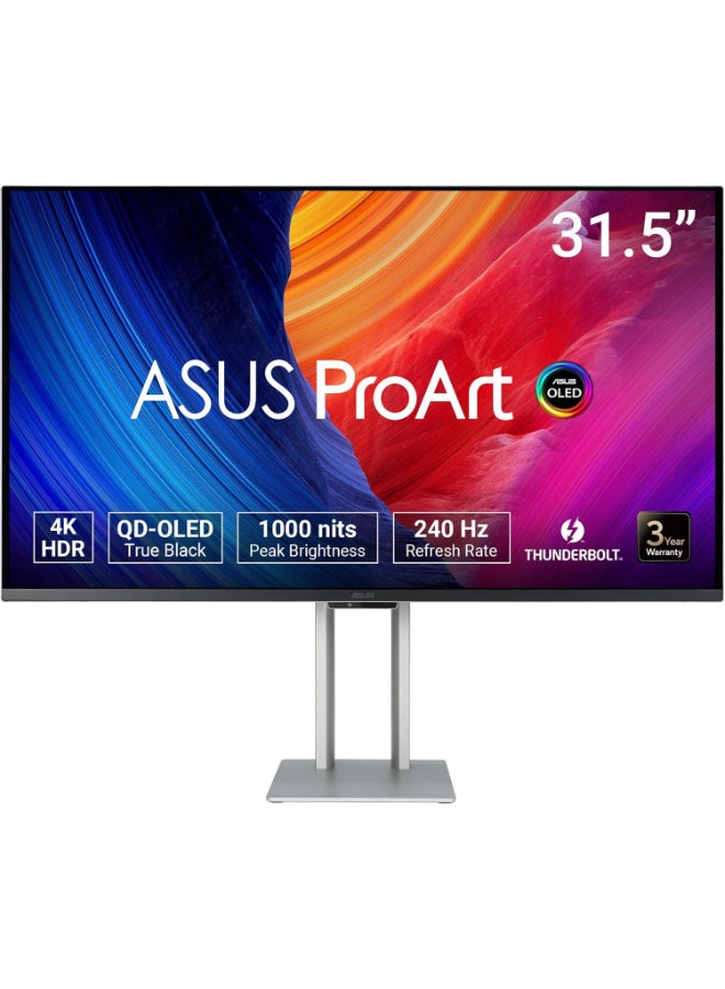 ASUS ProArt Display OLED PA32UCDM Professional Monitor: 32-inch (31.5 inch viewable), 4K UHD (3840 x 2160), QD-OLED, Ultra-slim, 240Hz, 0.1ms, Auto Calibration, HDR-10, HLG, Dolby Vision - Black black - Image 1