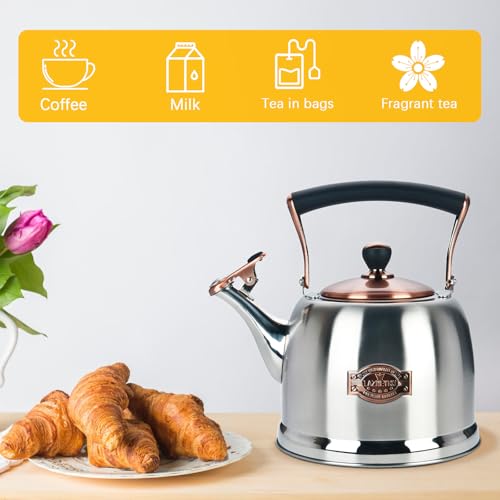 Lazneyru Tea Kettle Stainless Steel Teapot, Stainless Steel Teakettle for Stove Top with Heat Proof Ergonomic Handle 3.0 Quart - Image 3