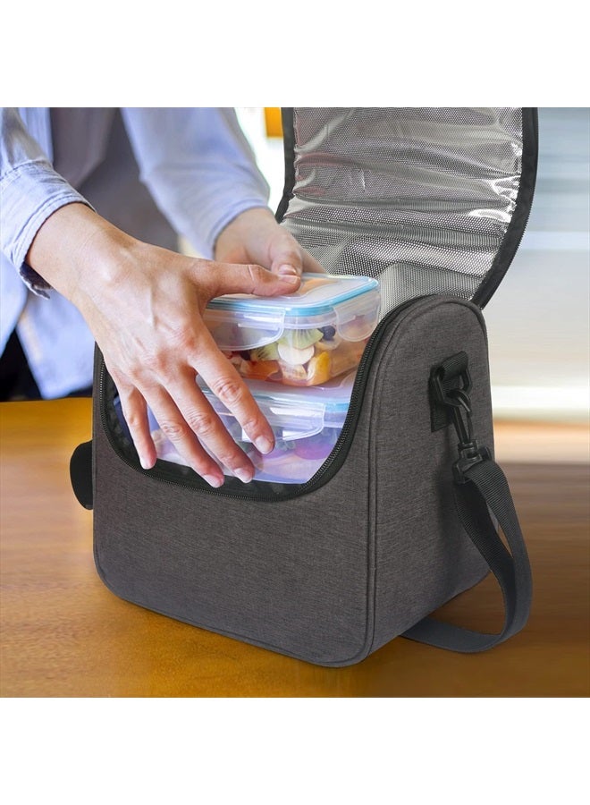 Hap Tim Lunch Box Insulated Lunch Bag Medium Size Cooler Tote Bag for Adult,Men,Women, Double Deck Cooler for Office/Picnic/Travel/Camping(16040-DG) - Image 3