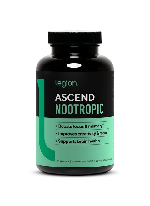 LEGION Athletics Ascend Nootropic - All-Natural Brain Supplements for Memory and Focus - Nootropics Brain Support Supplement with Alpha-GPC - Brain Supplement for Alertness & Mood Support, 30 Servings