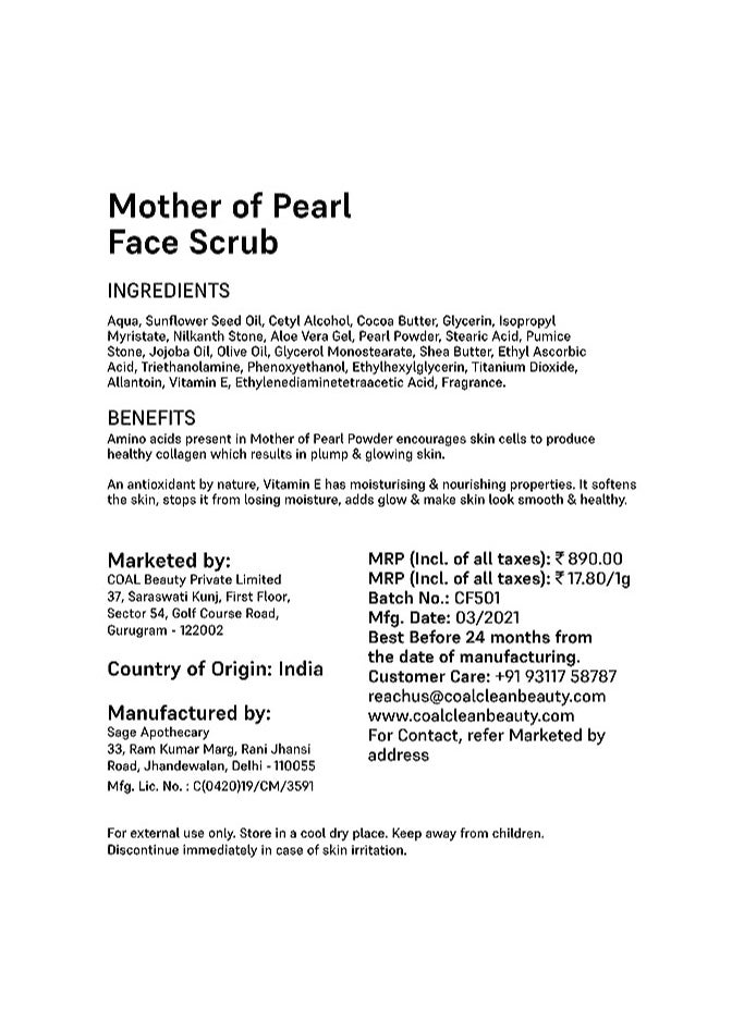 COAL CLEAN BEAUTY COAL Clean Beauty Mother of Pearl Face Scrub  - Image 3