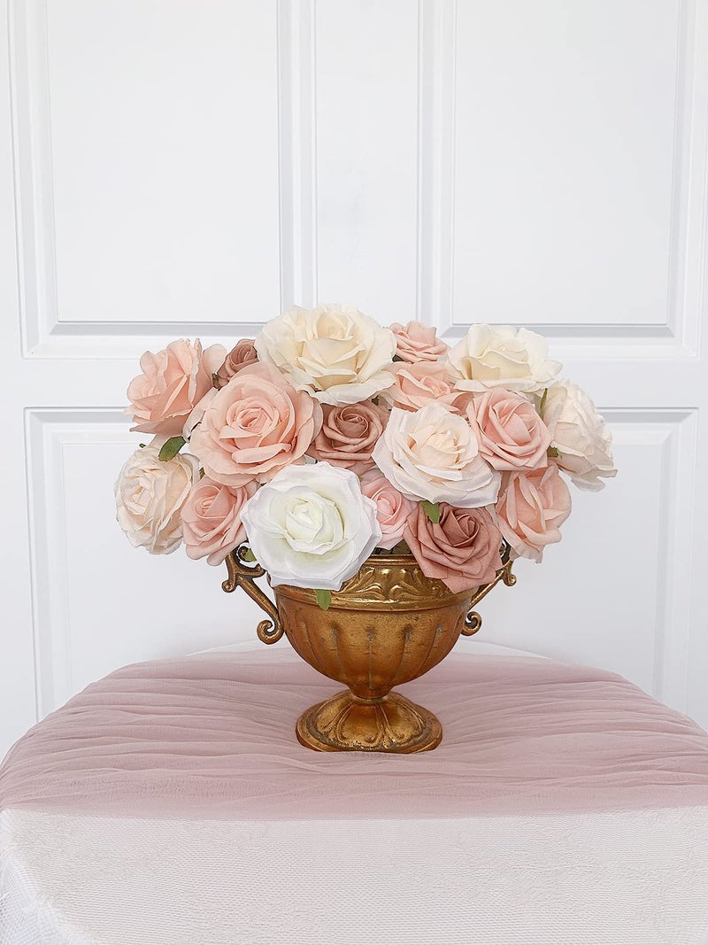 FACINOC Roses Artificial Flowers Bouquet Combo Box Set Fake Flowers Bulk for DIY Bridal Baby Shower Decorations Wedding Centerpieces for Table Silk Floral Arrangements Party Home Decor Indoor Peach - Image 5