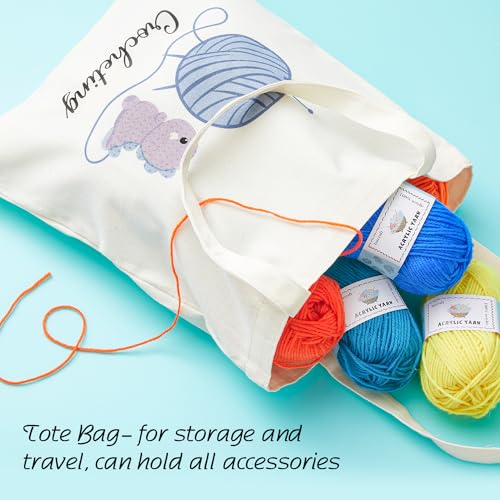 INSCRAFT Crochet Kit for Beginners Adults, 30 Acrylic Yarn Skeins 1650 Yards Yarn, 105 PCS Crochet Kit with Hooks Yarn Set,includes Canvas Tote Bag, Ideal Starter Pack for Kids Professionals - Image 3
