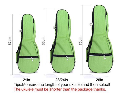 HOT SEAL® Waterproof Durable Colorful Ukulele Case Bag with Storage (23/24in, green) - Image 5