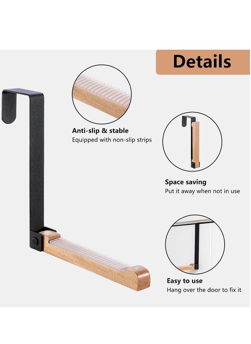 ماركة غير محددة 2 Pieces Over Door Hooks Retractable Over The Door Hook Valet Hooks Multi Hanging Storage Hanger for Clothes Coats Towels Hats Scarves Purses Keys and More(Black)  - Image 3