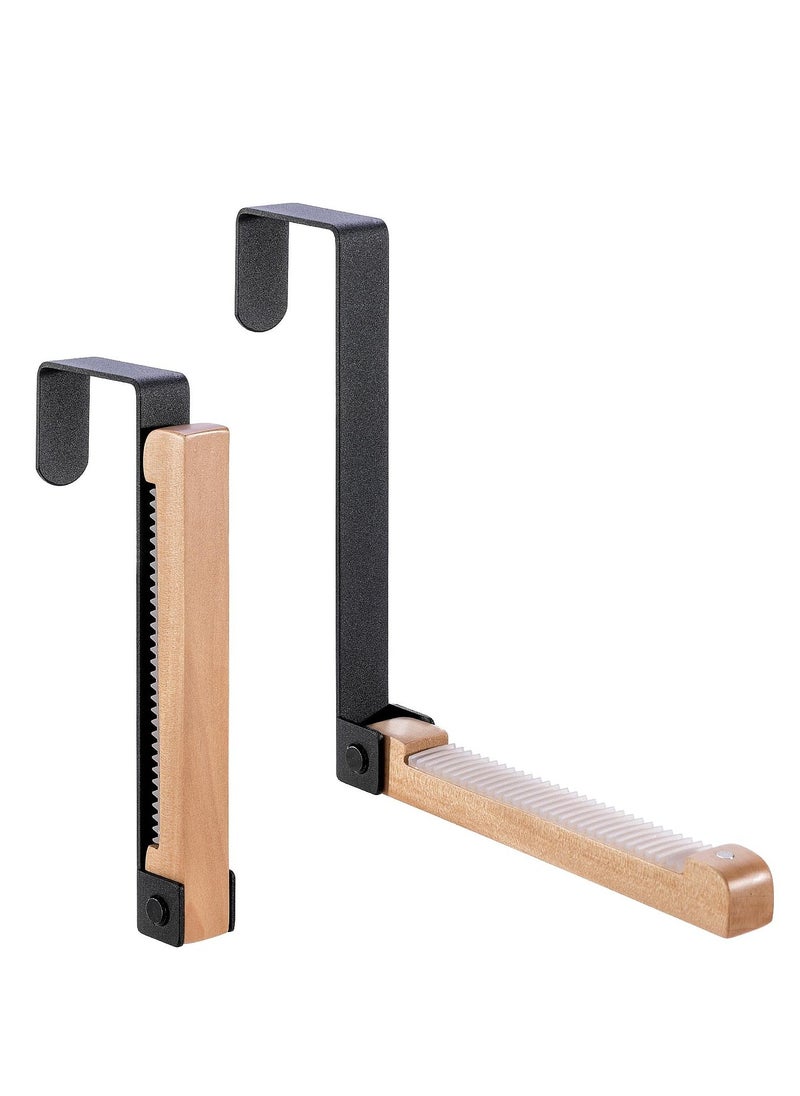 ماركة غير محددة 2 Pieces Over Door Hooks Retractable Over The Door Hook Valet Hooks Multi Hanging Storage Hanger for Clothes Coats Towels Hats Scarves Purses Keys and More(Black)  - Image 1