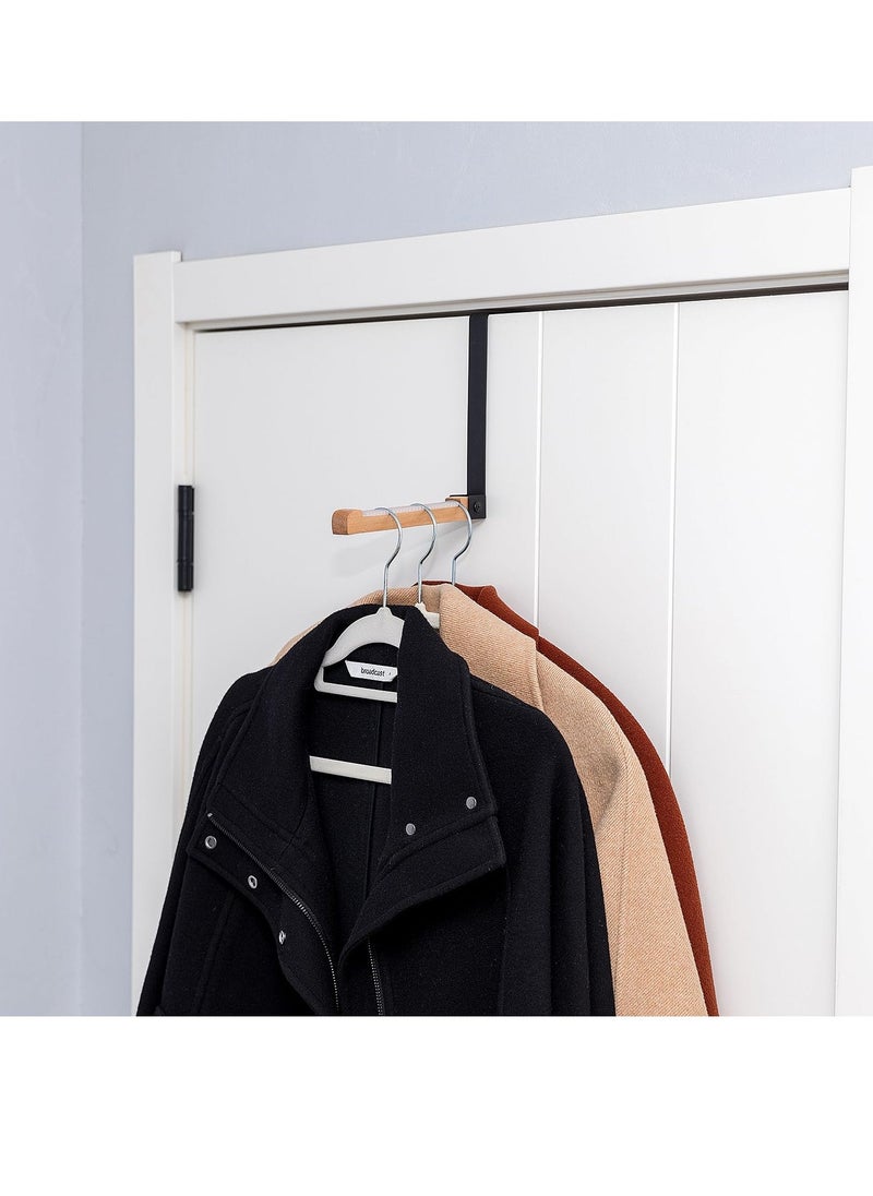 ماركة غير محددة 2 Pieces Over Door Hooks Retractable Over The Door Hook Valet Hooks Multi Hanging Storage Hanger for Clothes Coats Towels Hats Scarves Purses Keys and More(Black)  - Image 2