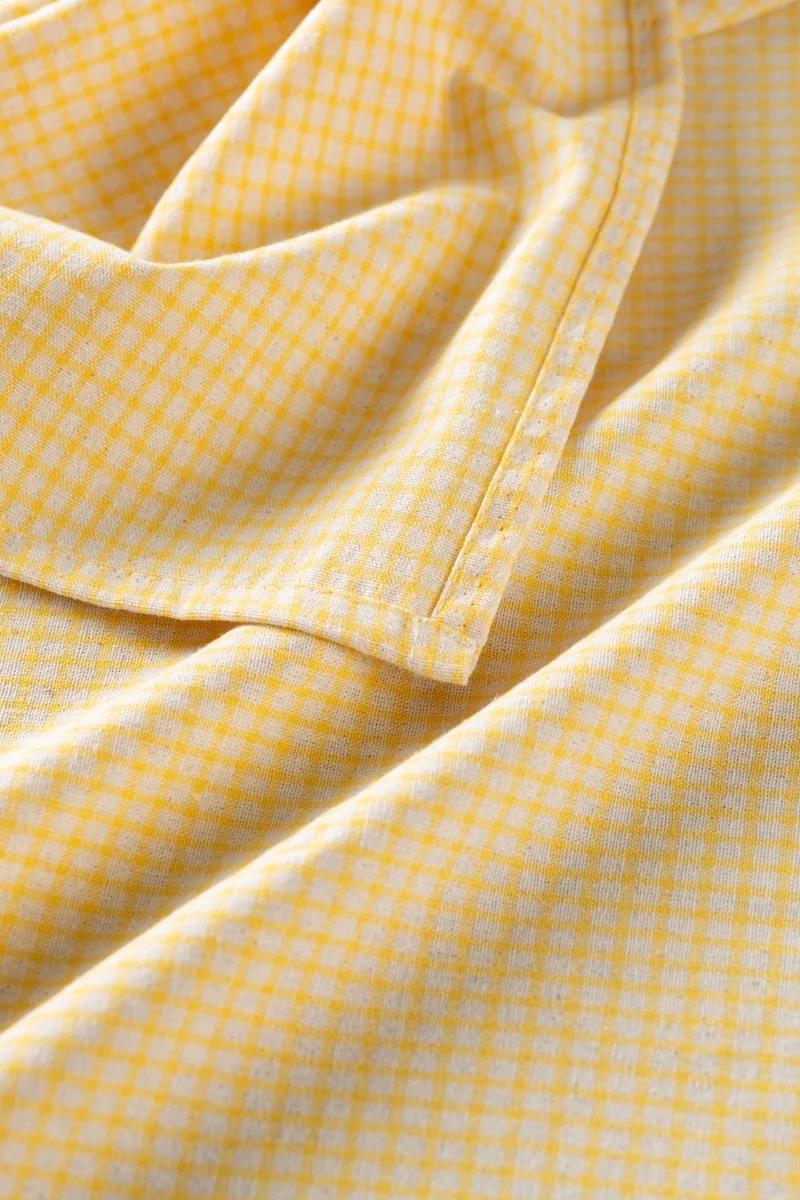 ويلستيل Arya | Piti Checkered Yellow Linen Tablecloth 170 x 170 cm